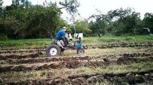 Минитрактор трехколесный самодельный (Homemade three-wheeled minitractor, test). Первое испытание