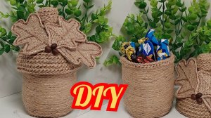 🌺СУПЕР ИДЕЯ🌺 из ДЖУТА и ПЛАСТИКОВОЙ БУТЫЛКИ. Поделки из джута своими руками.Diy Jute crafts ideas