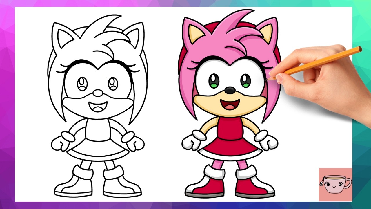 How To Draw Amy Rose from Sonic | Easy Drawing Tutorial смотреть онлайн