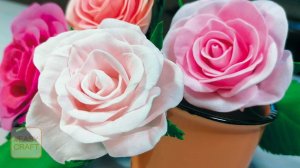 Реалистичная РОЗА из фоамирана на стебле🌹 Подробный МК для начинающих как сделать розу 🌹