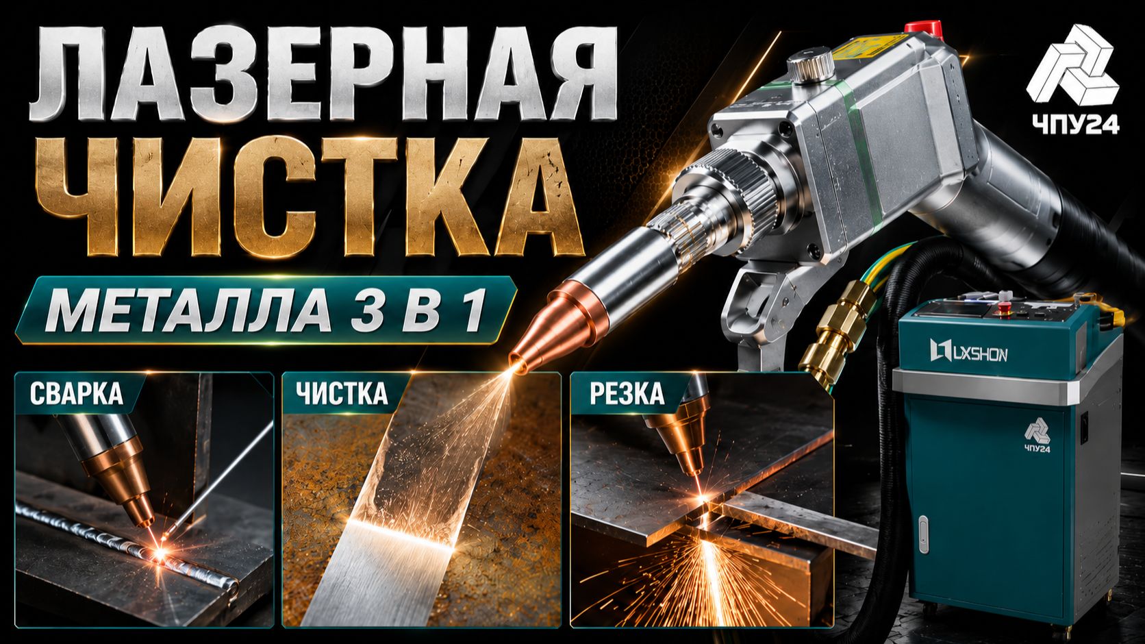 Аппарат лазерной чистки металла 3 в 1 сварка + чистка + резка. ЧПУ24 смотреть онлайн