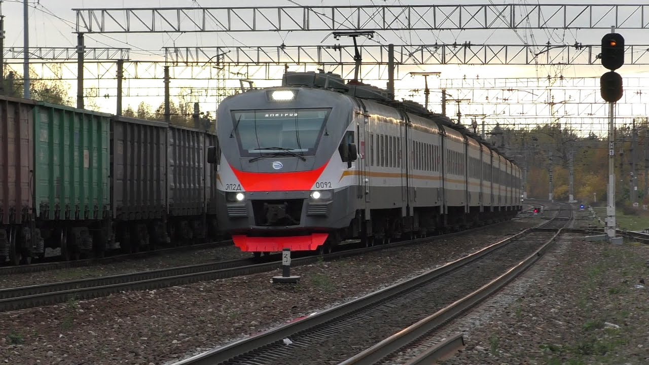 Электропоезд ЭП2Д-0092 ЦППК станция Тучково смотреть онлайн