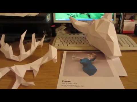 Papercraft, голова оленя, паперкрафт.