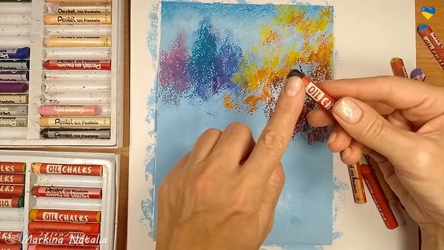 РИСУЮ ОСЕНЬ МАСЛЯНОЙ ПАСТЕЛЬЮ🍂КАК СДЕЛАТЬ ГРУНТ ДЛЯ ПАСТЕЛИ | OIL PASTEL DRAWING TUTORIAL смотреть онлайн