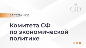 Заседание Комитета СФ по экономической политике