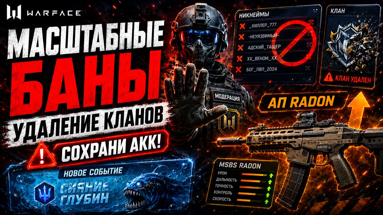 МАССОВЫЙ БАН АККАУНТОВ И УДАЛЕНИЕ КЛАНОВ, СДЕЛАЙ ЭТО ЧТОБЫ СОХРАНИТЬ WARFACE - АП RADON СОБЫТИЕ смотреть онлайн