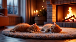 🔥 Звуки камина и мурлыкание котят 🐾🐱: уютный вечер дома