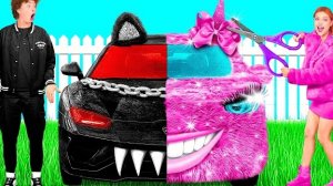 Розовая машина vs Черная машина Челлендж | Сумасшедшие Идеи для Пранков