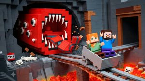 Побег от ПОЕДАТЕЛЯ ПОЕЗДОВ ｜ Анимация Minecraft ｜ Лего-стоп-моушн