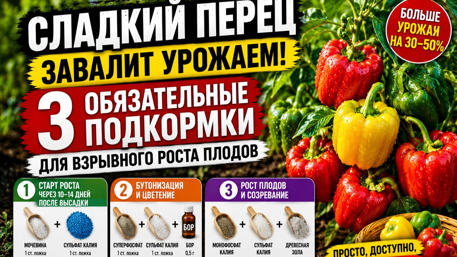 Перец будет огромным! Секретная схема удобрений на сезон