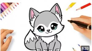 КАК НАРИСОВАТЬ МАЛЕНЬКОГО СЕРОГО ВОЛКА 🐺