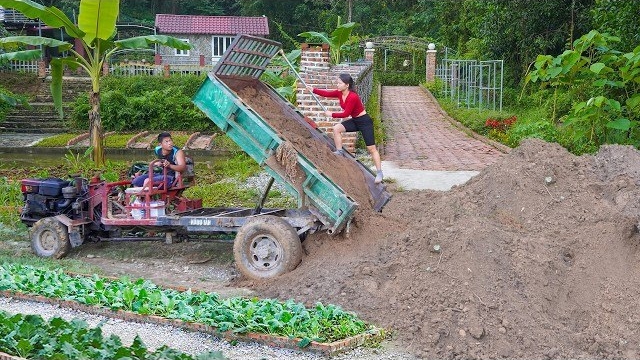 Привожу наносной слой почвы для заполнения овощных грядок. Сажаю новые растения. Серия 117.Ли Фук Ви смотреть онлайн