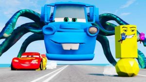 Эпичная гонка с гигантским осьминогомм против тачки молнии в BeamNG Drive
