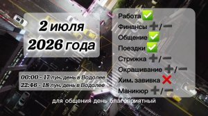 Гороскоп 2 июля 2026 года, лунный день