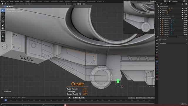 BLENDER Creating the Dune Ornithopter 43_Modeling section_Bottom parts part 7 смотреть онлайн