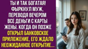 Ты и так богатая! – фыркнул муж, переводя вечером все деньги с карты жены. Когда он позже открыл