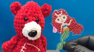Алмазная русалка. Медведь Костя. Медведь. Игрушки для детей. Алмазная мозаика