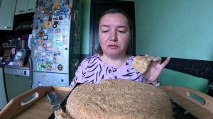 Мукбанг/Медовик на заварном креме/Чаепитие/Еда/Вкусная домашняя еда/Торт