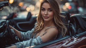On a city road in a sports car