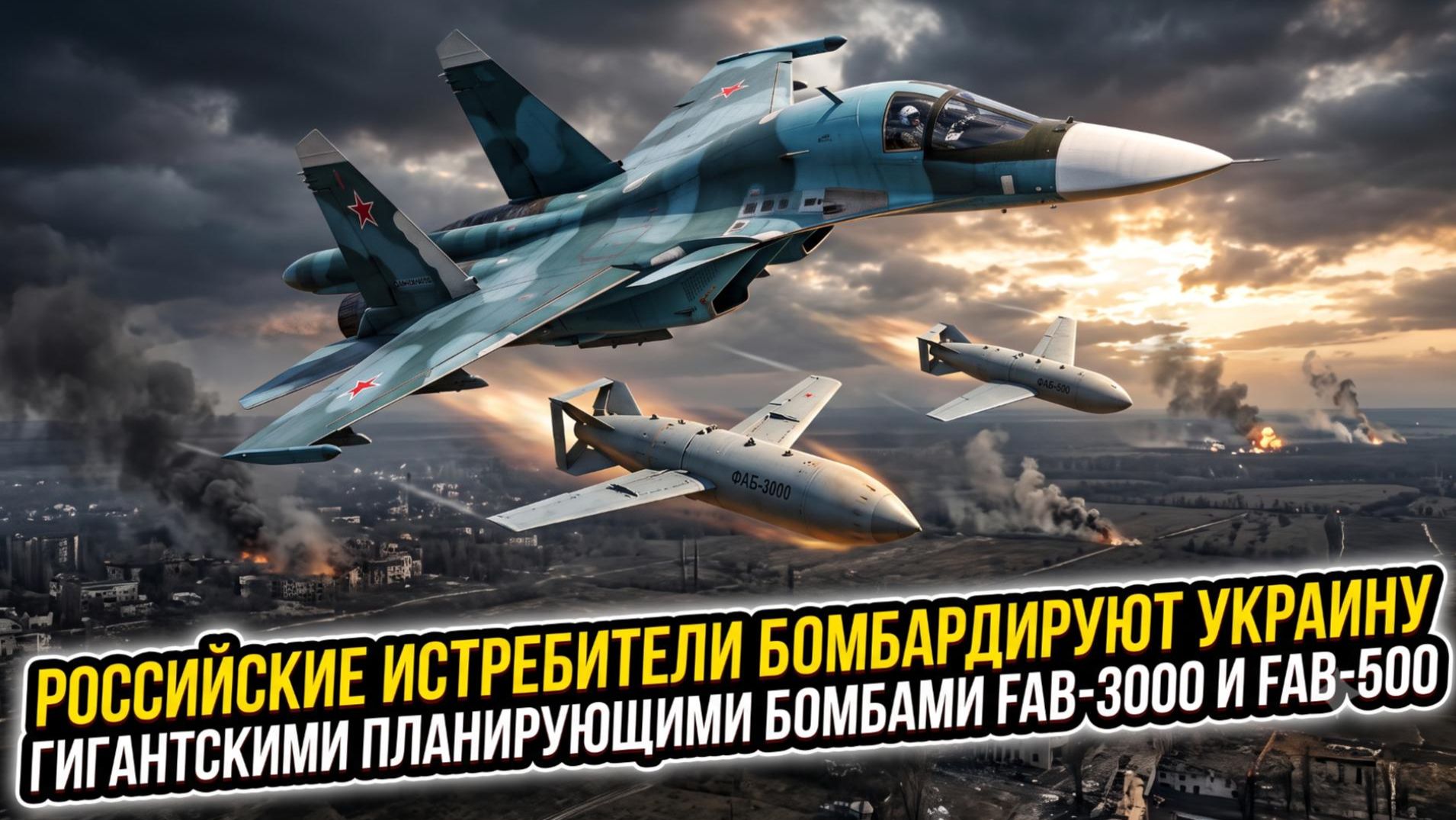 🔥Российские истребители бомбардируют Украину чудовищными планирующими бомбами ФАБ-3000 и ФАБ-500