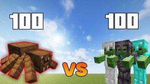 100 Tarantulas vs Zombie [Minecraft]