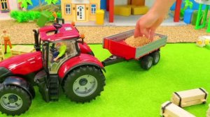 Красный трактор едет к лошадкам! 🚜🐴 И другие машинки Видео детям