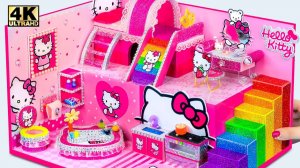 Как сделать двухэтажный домик Hello Kitty с 4 комнатами и радужной горкой ❤️ Миниатюрный картонный д