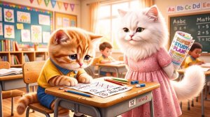 Секрет успеха мамы-кошки# как она спасла своего рыжего котенка в школе!🐱❤️