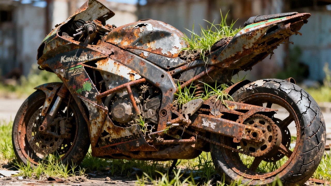 Мужчина полностью восстанавливает брошенный мотоцикл Kawasaki. От начала до конца смотреть онлайн