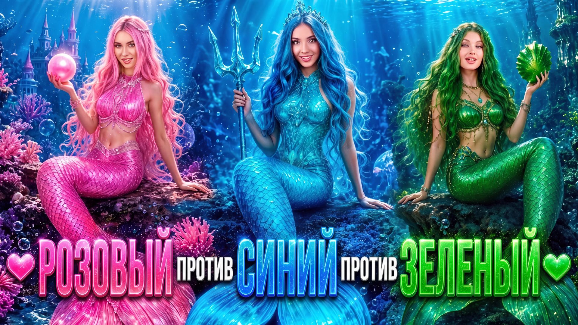 [Тим Тин] - Русалки в Цветном Челлендже! Розовая vs Голубая vs Зеленая Русалка смотреть онлайн