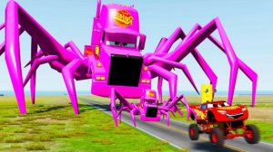 Огромный розовый грузовик против машин ТАЧЕК в эпической гонке в BeamNG Drive