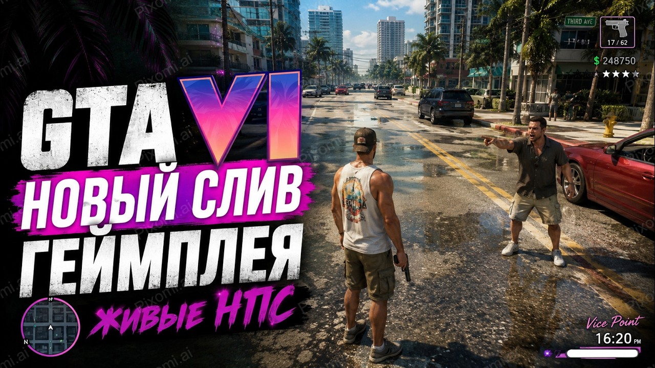 GTA VI: НОВЫЙ СЛИВ ГЕЙМПЛЕЯ - Первые минуты игры и живые НПС в GTA 6 смотреть онлайн