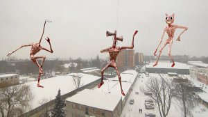 Сиреноголовый в городе танцует с Картун Кэт и Лампоголовый. Снял на камеру в реальной жизни !!!