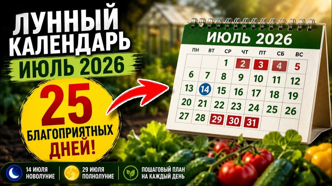 Лунный посевной календарь на ИЮЛЬ 2026 года