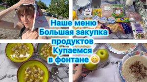 Наше меню , большая закупка продуктов. Купаемся в фонтане 😁 #влог #меню #закупка