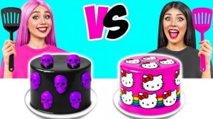 Черное vs Розовое Украшение Торта Челлендж _ Забавные Лайфхаки с Едой от Jelly DO Challenge