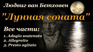 «Лунная соната» ВСЕ ЧАСТИ (1, 2, 3)  Людвиг ван Бетховен Соната №14  Слушать Лунную сонату полностью