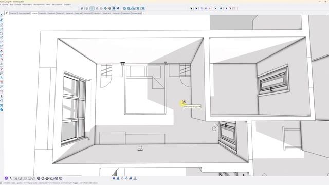 Начало работы над планировкой квартиры 85 кв м в новостройке в SketchUp с обзором решений смотреть онлайн