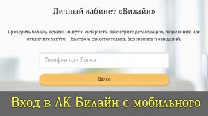 Вход в личный кабинет Билайн с мобильного