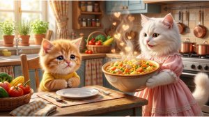 Голодный рыжий котенок плачет… Любовь мамы-кошки к готовке спасает положение!😢🍲💛