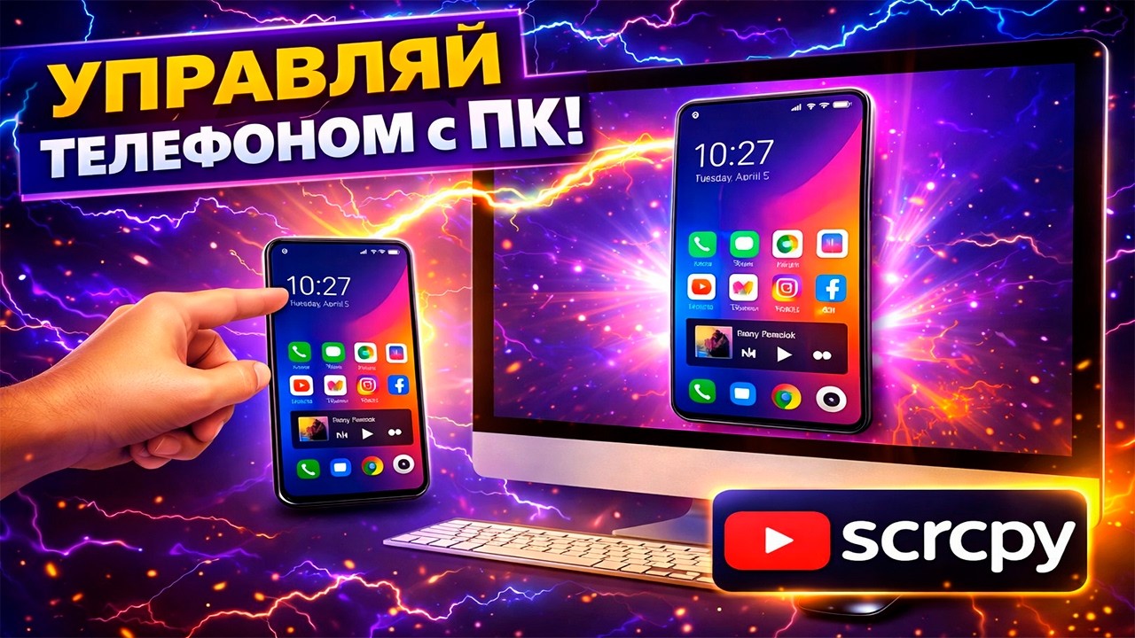 Как управлять телефоном с ПК 🔥 Полный контроль Android через компьютер Scrcpy. #scrcpy#android#pc