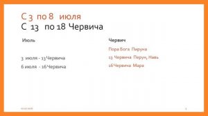 Силы Дня  С 3 по 8 июля