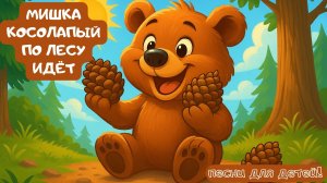 !!!Новый музыкальный мультфильм!!! Мишка косолапый по лесу идёт! Весёлая песня для детей!