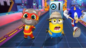 ГОВОРЯЩИЙ ТОМ ПОГОНЯ ГЕРОЕВ VS Sonic Dash vs Бег за золотом VS Minion Rush   Серия 4