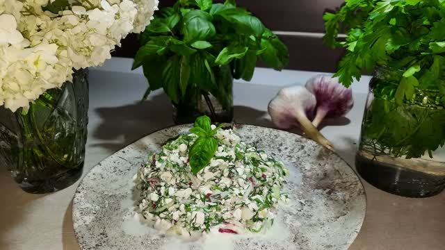 Лёгкий салатик с творогом!🥗🥗🥗