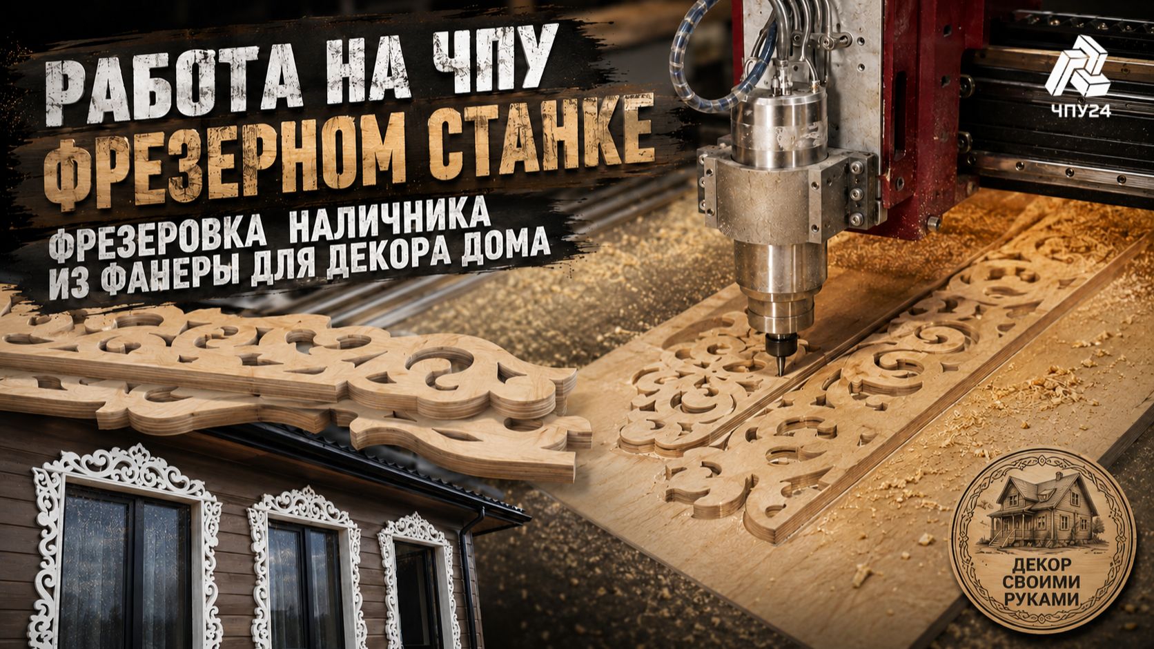 Работа на чпу фрезерном станке. Фрезеровка наличника из фанеры для декора дома смотреть онлайн