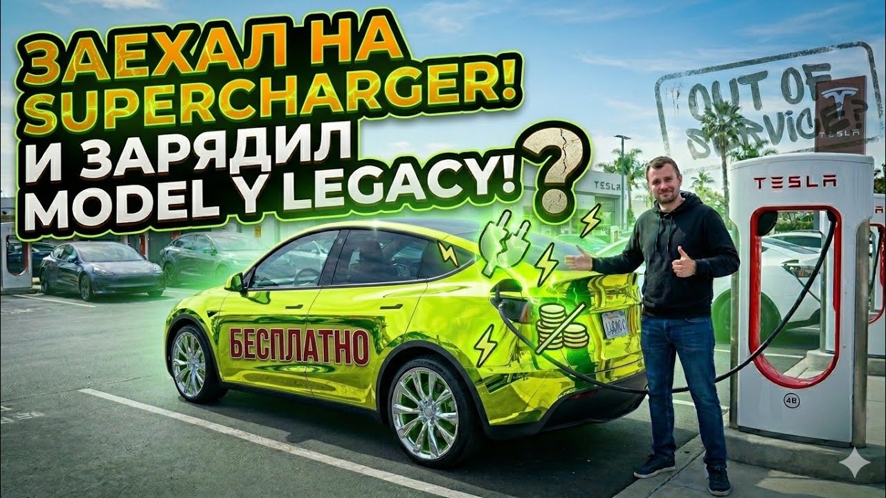 Зарядил бесплатно Tesla Model Y Legacy на суперчарджере! @teslamotics смотреть онлайн