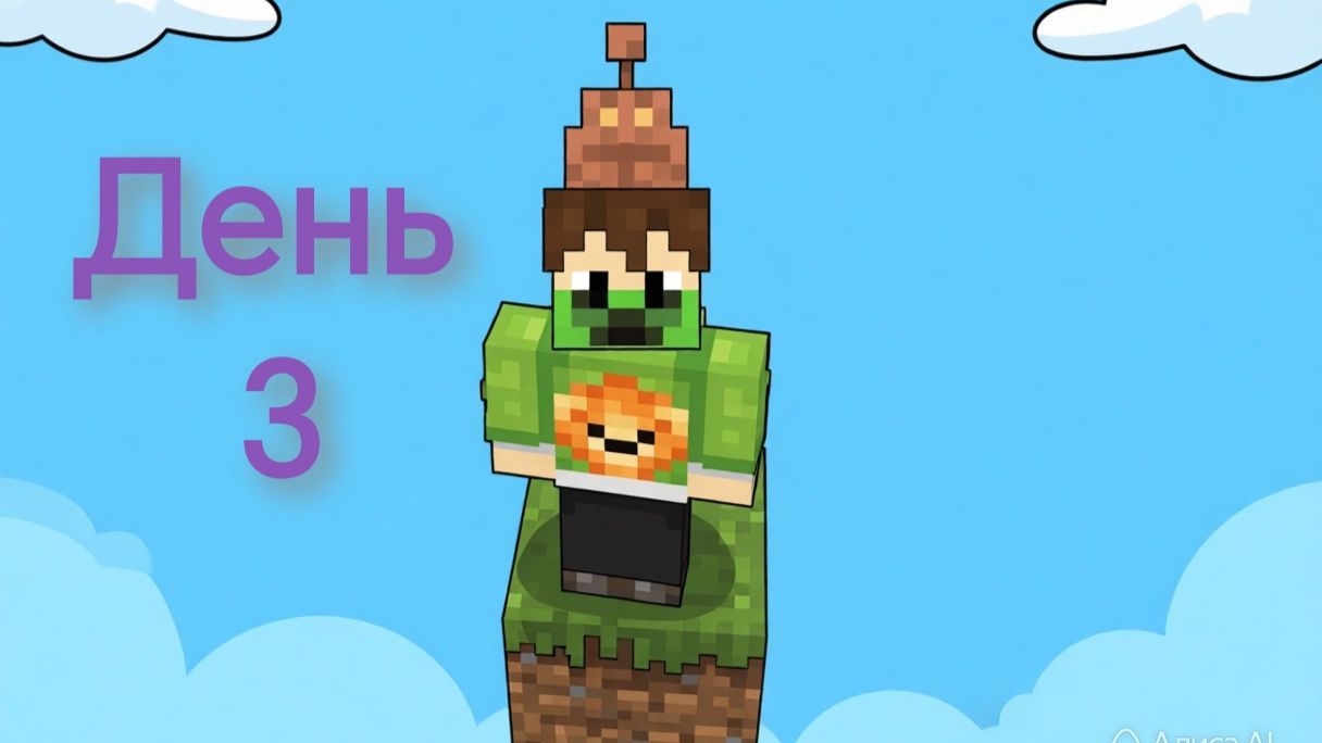 Один блок но с джёстиком день 3 майнкрафт😱