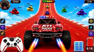 🚔 Безумная гонка полицейского монстр-трака по экстремальной рампе!