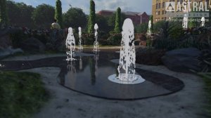 Пешеходный фонтан в ландшафте из 13 струй высотой до 2,0 метров с подсветкой RGBW, г. Дербент